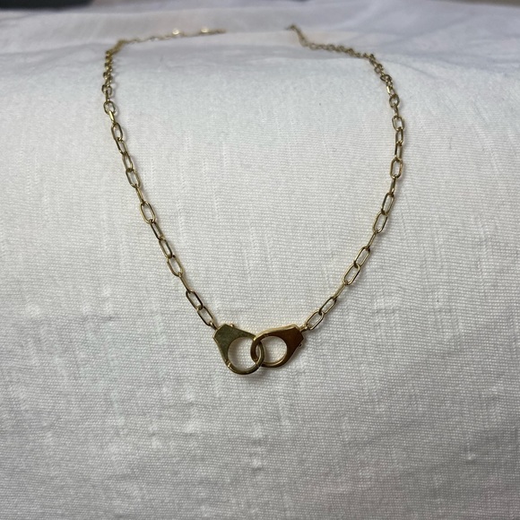 Jewelry - Gold tone chain Necklace with Handcuffs 17-19”